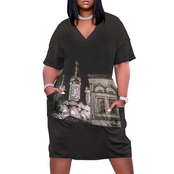 Vestido holgado de la Iglesia antigua en Moscú para mujer con bolsillo vestido de noche vestidos de cumpleaños