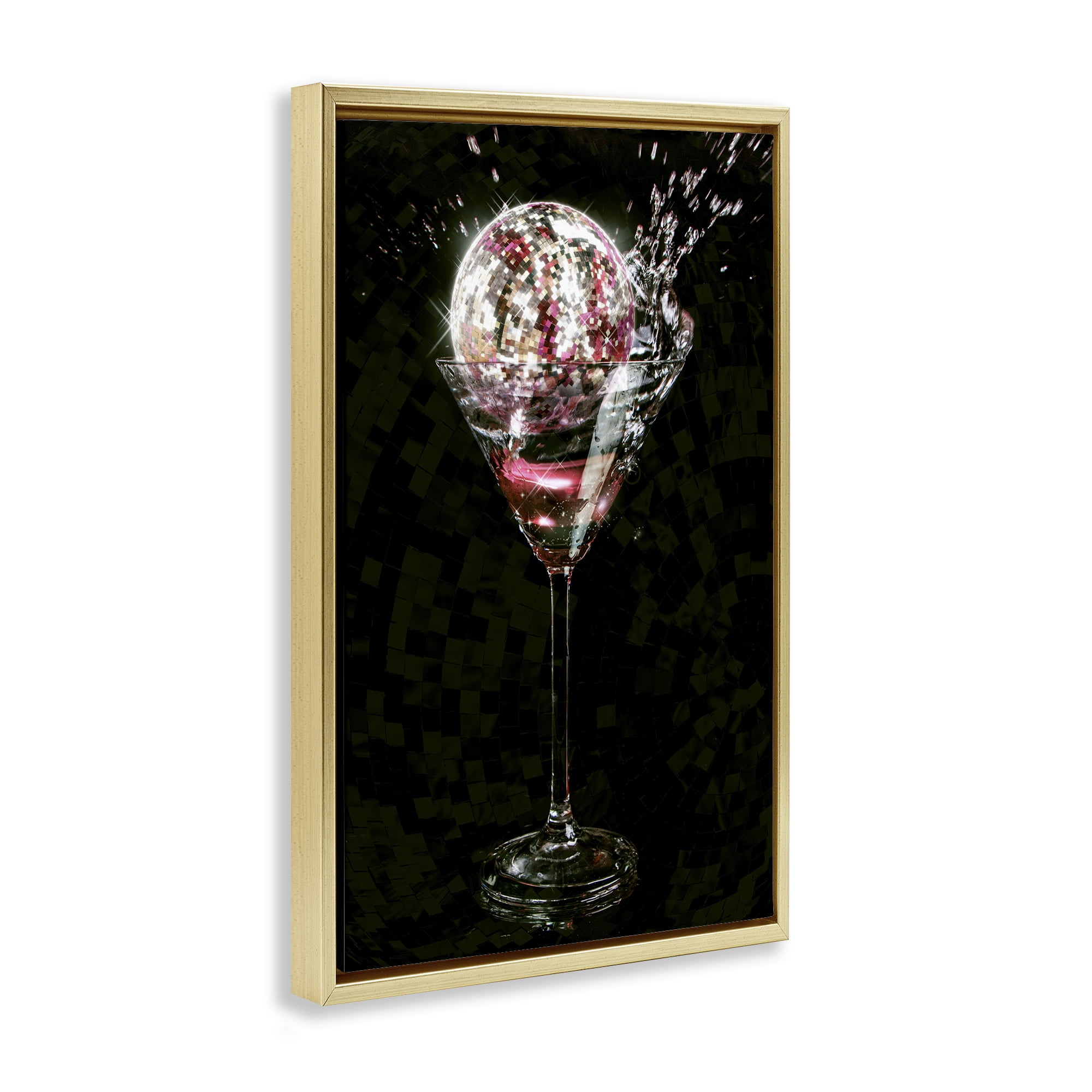 Stupell Industries Disco & Cocktail Splash Food & Beverage Painting Gold Floater Framed Art Print Wall Art, 21 x 31