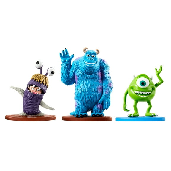 Set of Figures Inspired by Disney Pixar Monsters Inc Movie ~ Sulley, Mike and Boo Character Figures with Base ~ Great for Imaginative Play and Stocking Stuffers