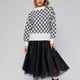 thumbnail image 2 of Gibobby Sueter Para Mujer Invierno Punto de punto con manga y cuello redondo holgado a cuadros de para mujer(Negro,G), 2 of 5