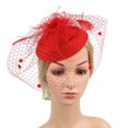 thumbnail image 5 of Women's Feather Fascinators Hat - Hair Pin Cocktail Headwear Pillbox Hat  Red (One Size), 5 of 6