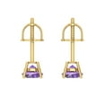 thumbnail image 4 of 0.2 Ct Round Cut Studs Purple Alexandrite 18K Yellow Solid Solid Gold Everyday Dainty Earrings Screw Back, 4 of 7