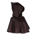thumbnail image 4 of Rggeeun Adults Cape Solid Color Hooded Short Sleeve Cropped Open Front Smooth Lightweight for Halloween Outdoor Wear Trendy Capes,Brown,One Size, 4 of 4