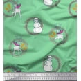 thumbnail image 1 of Soimoi Georgette Viscose Fabric Wreath,Snowman,Reindeer Animal Print Fabric by Yard 42 Inch Wide, 1 of 1