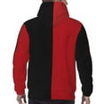 thumbnail image 2 of Mens red black Pullover Hoodie With Contrast Color Long Sleeve Sport Outwear Hooded Sweatshirt, 2 of 7