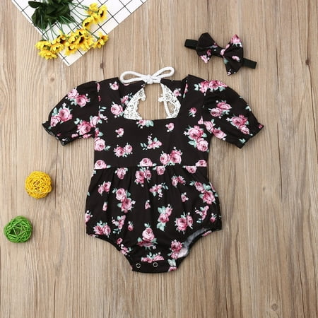 

Toddler Baby Girl Flower Lace Backless Romper Jumpsuit Summer