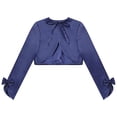 thumbnail image 4 of YONGHS Kids Girls Long Sleeve Stain Bolero Shrugs Lace-up Cardigan Wedding Bridesmaid Dress Cover Up Navy Blue 10, 4 of 7