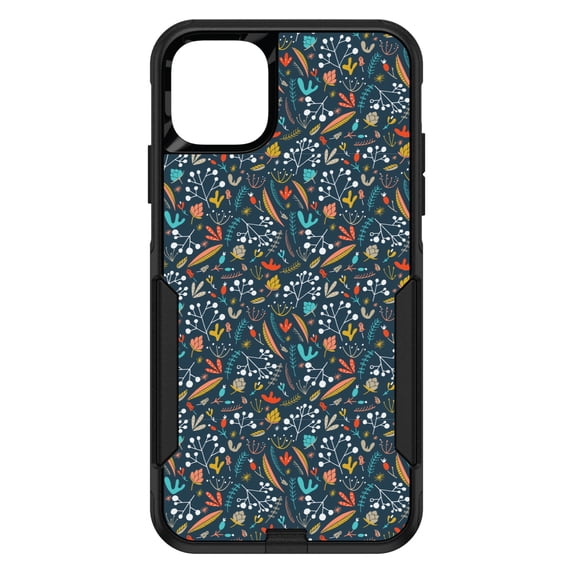 DistinctInk Custom SKIN / DECAL compatible with OtterBox Commuter for iPhone 11 Pro (5.8" Screen) - Modern Floral - Navy Red White