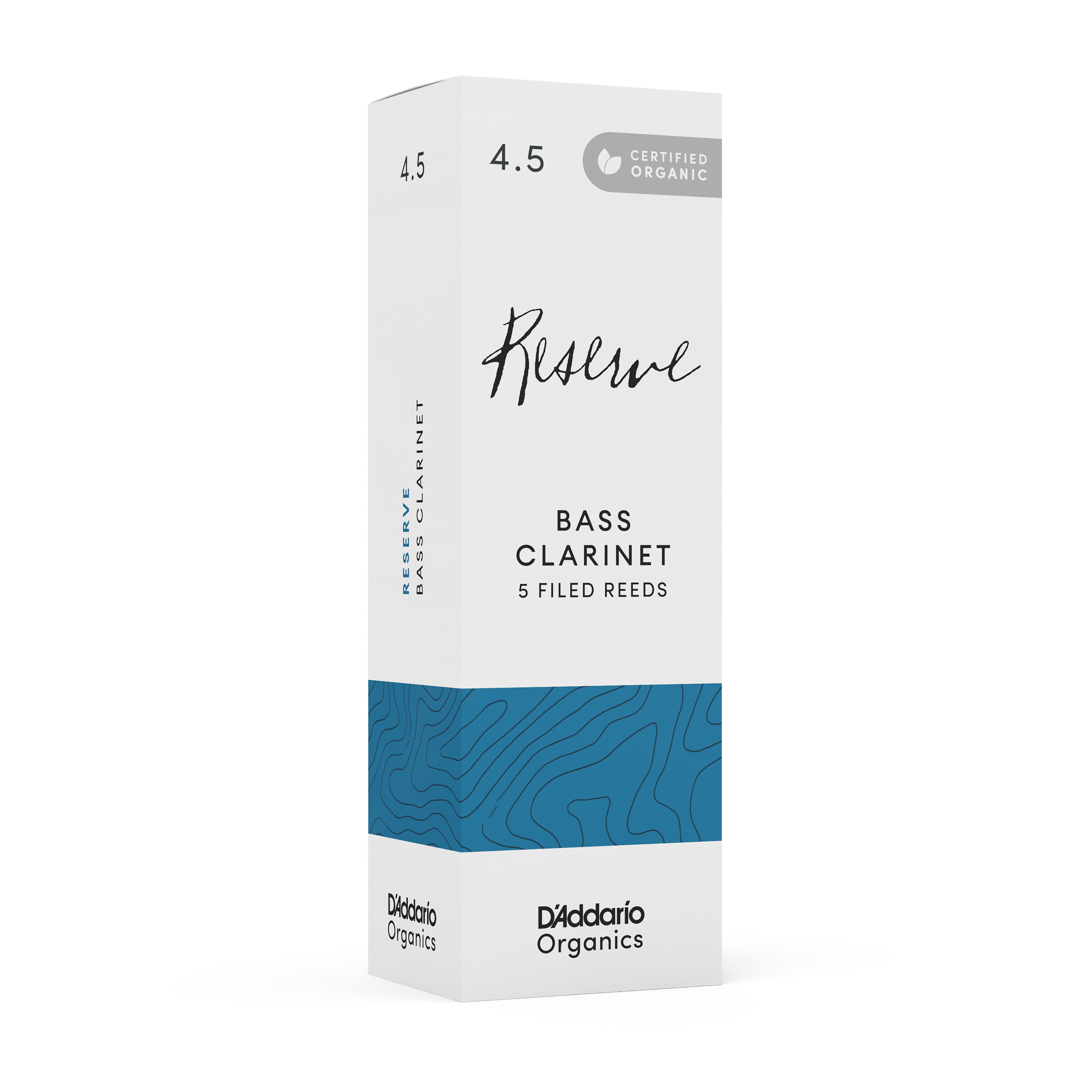 D'Addario Organic Reserve Bass Clarinet Reeds, Strength 4.5, 5 Pack
