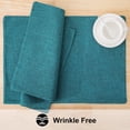 thumbnail image 5 of decorUhome Placemats Set of 6 - Cotton Linen Blend Washable Heat Resistant Dining Table Mats, Teal, 13" x 19", 5 of 8