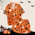 thumbnail image 4 of FEIFLY Women's Halloween Printed Pajama Blouse Tops Shorts Suit 2 Piece Pajamas Sets Holiday Loungewear Casual Set Comfortable Everyday Wear, 4 of 7