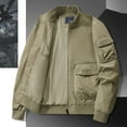 thumbnail image 4 of WREESH Fashion Jacket Men'S Solid Color Pocket Loose Motorcycle Outdoor Flight Suit Plus Size Workwear Jacket Khaki, 4 of 6