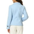 thumbnail image 3 of INSPIRE CHIC Women's Winter Worsted Notched Lapel Double Breasted Overcoat M Light Blue, 3 of 6