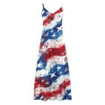 thumbnail image 4 of Frostluinai 4th of July Women Dress V Neck Spaghetti Strap Tank Dress American Flag Maxi Dress Red White and Blue Party Dresses, 4 of 5