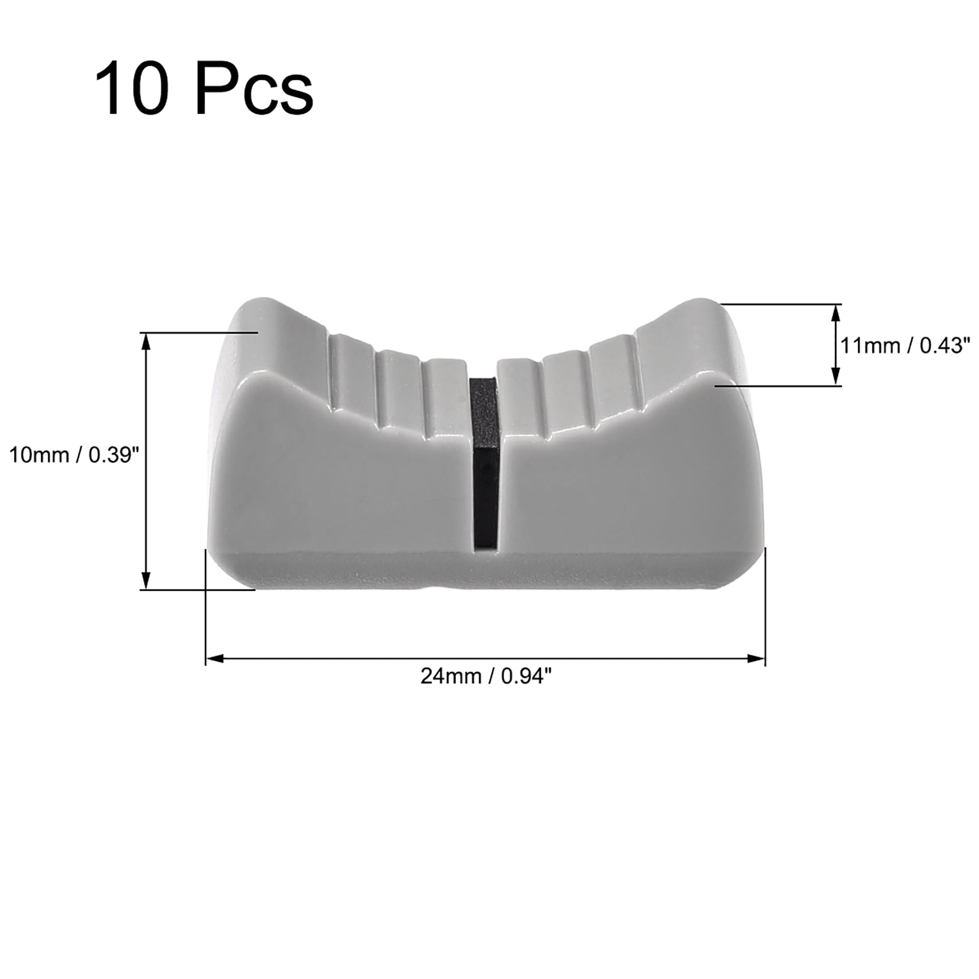 uxcell 24mmx11mmx10mm Console Mixer Slider Fader Knobs Replacement for Potentiometer White Knob Black Mark 10pcs