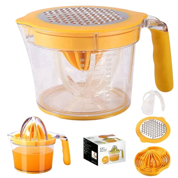 Manual Citrus Juicer Squeezer, 4-in-1 Design, 17oz BPA-Free Dual-Head Perfect for Fresh Lemon Orange Juice, Hand Juice Press for Kitchen