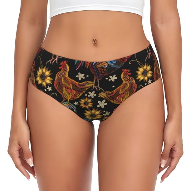Fotbe Sunflower Rooster Calzones Estampados para Mujer – Ropa Interior de Algodón, Cómoda, Suave y Elástica-3X-Large