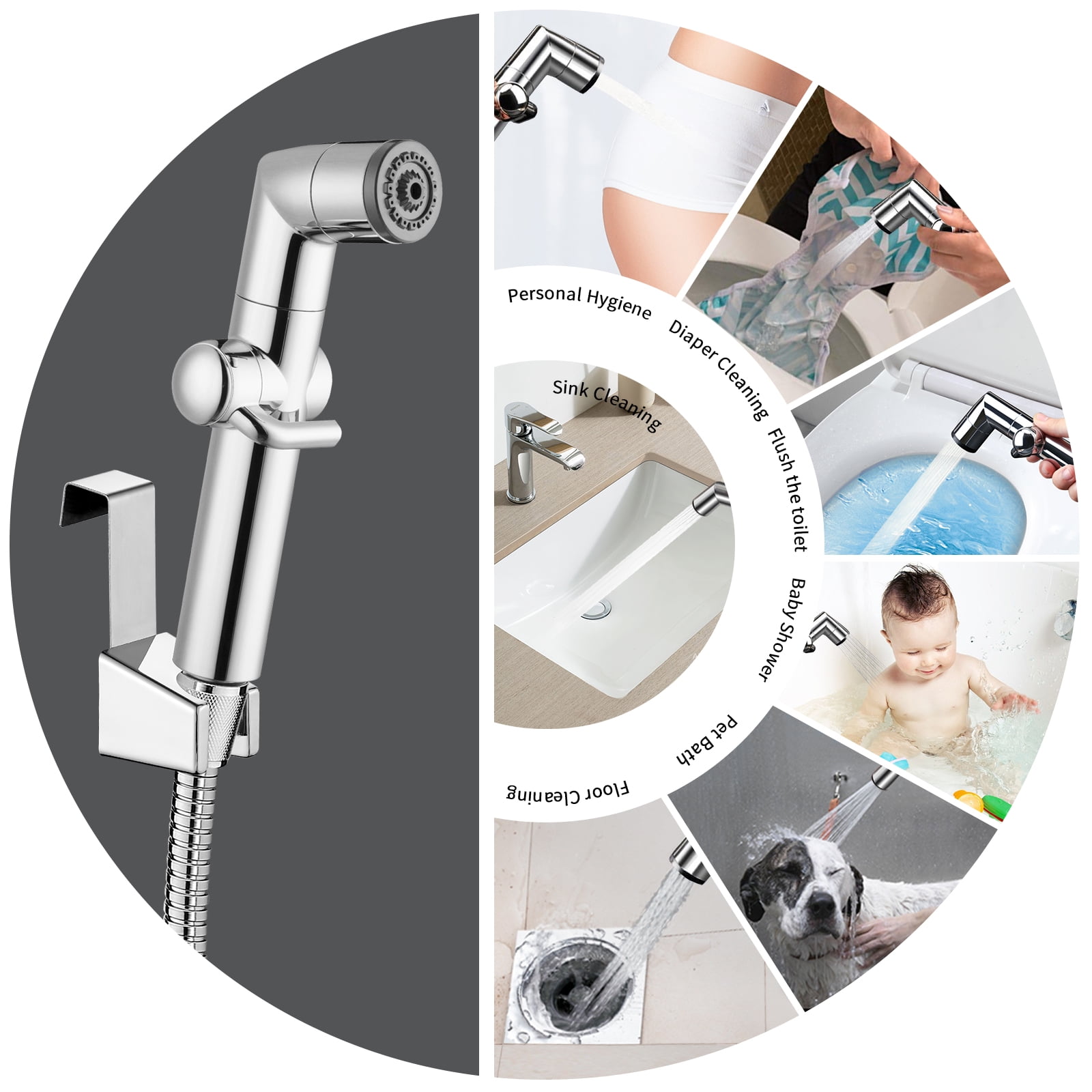KAIYING Handheld Bidet Sprayer Chrome Finish Leak-Proof ABS