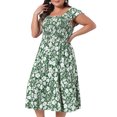 thumbnail image 2 of DARING DIVA Plus Size Square Neck and Flutter Sleeves Dress 2X Green, 2 of 6
