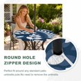 thumbnail image 4 of Round Outdoor Tablecloth with Umbrella Hole and Zipper, Navy Blue Leaves Tablecloth with Elastic Waterproof, Farmhouse Botanical Branch Vintage Boho Leaf Patio Table Covers for 36" - 44" Pool Tables, 4 of 9