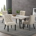 thumbnail image 2 of GDF Studio Maggie Contemporary Tufted Dining Chairs, Set of 4, Beige Fabric and Espresso, 2 of 10