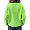thumbnail image 5 of Womens Crewneck Sweatshirt Casual Long Sleeve Fleece Pullover Tops Crew Neck, Ribbed Design, Drop Shoulder, Workout, Loose Fit, Fall Winter, Daily Wear Fluorescent Green 3XL, 5 of 5