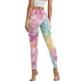 thumbnail image 2 of Renewold Butterfly Tie-dye Pink Yoga Pants with Pockets for Women High Waisted Workout Yoga Pants Tummy Control Buttery Soft Compression Pants Sportswear Non See-Through, XL, 2 of 8