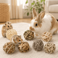 thumbnail image 6 of WLGJL Bunny Chew Grass Balls, Rolling Chew Toys for Small Animals, Natural Chew Grass Toys and Bunny Treats for Rabbits, Guinea Pigs, Chinchillas, Hamsters, Mice Teeth Grinding (8 Pcs), 6 of 8