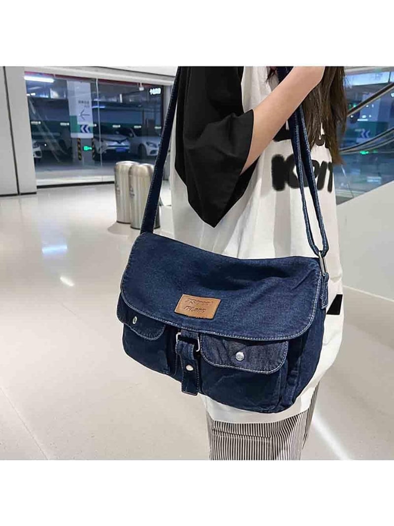 Fashion denim handbag shoulder bag large capacity retro Messenger