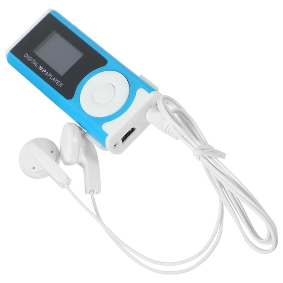 OUNONA Sky-Blue Clipon Mp3 Player with LED Flashlight and Digital LCD Display for Music