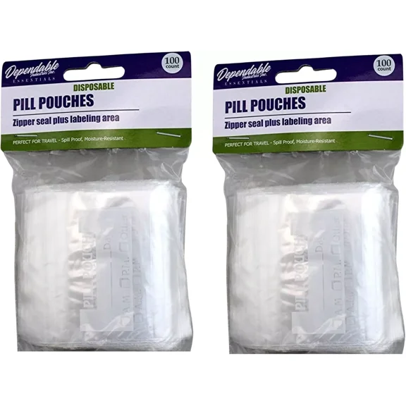 200-Piece Zippered Pill Pouches For Vitamins, Medications Organizer F
