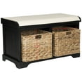 thumbnail image 5 of SAFAVIEH Freddy Contemporary Wicker Storage Bench with Cushion, Distressed Black, 5 of 6