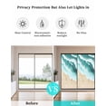 thumbnail image 4 of Window Privacy Film Teal Waves Coastal Stained Glass Window Film Decorative Sun Block Window Cover Summer Beach Nautical Ocean Sea Window Clings Static Adhesive Sticker for Bathroom 23.6"x59", 4 of 6