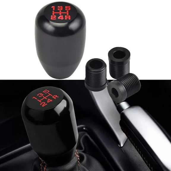 5 Speed Car Gear Shifter Knob Manual Automatic Alloy Gear Shift Knob Shift Lever M8 Thread Adapter, M10 * 1.5/M10 * 1.25 Thread