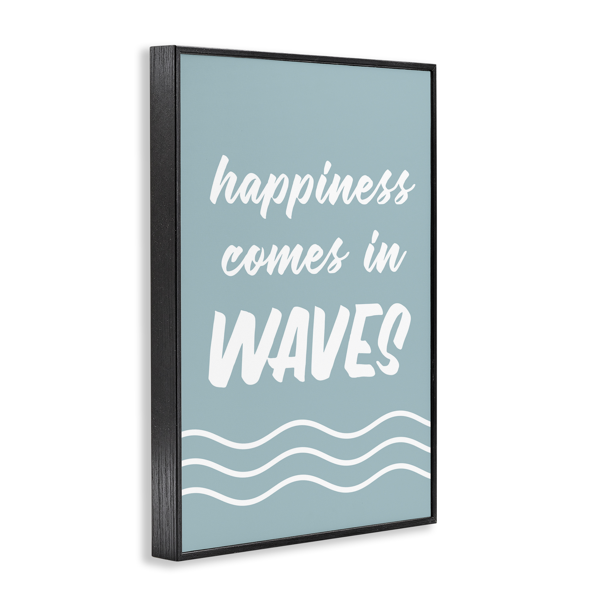Stupell Industries Happiness In Waves Typography Painting Black Framed Art Print Wall Art, 16 x 24