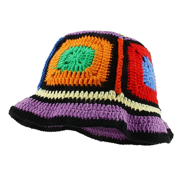 Sombrero-de-ganchillo-para-mujer-Sombrero-de-pescador-floral tejido-hecho a mano a cuadros-Sombrero-de-pescador-para-mujer-Otoño-Primavera-Invierno-Verano