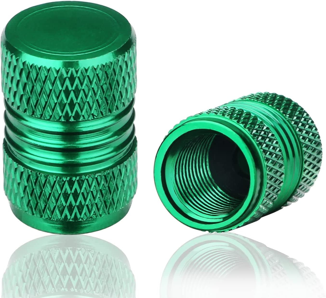 Green Tire Valve Stem Caps Aluminum Alloy Wheel Rim Air Dust Covers