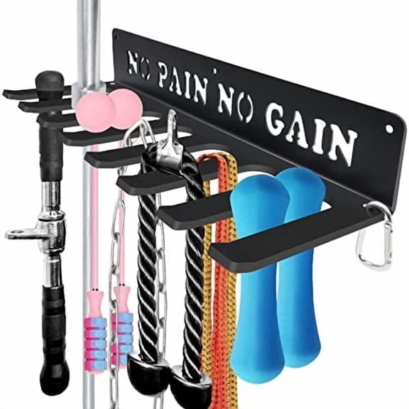 Gym Home Rack 8 Hook Heavy-Duty Wall-mounted Organizer Multi-Purpose Workout Gear Wall Hanger Storage for Resistance Bands Jump Ropes Lifting Belt Fitness Bands Barbells Carabiners Included$$Sport &