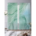thumbnail image 3 of Green Marble Sheer Curtains for Living Room Bedroom, Light-filtering Sheer Curtain, Teal Aqua Marble Abstract Art Water Ripple Rod Pocket Voile Window Treatment Drapes, 52’’Wx108’’L, 2 Panels Set, 3 of 7
