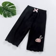 thumbnail image 2 of Odeerbi 3-10 Años Niños Niñas Verano Modal Bermudas Lechuga Trim Conejo Bordado Capris Color Sólido Casual Cropped Pantalones, 2 of 4