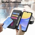 thumbnail image 2 of Wallet Case for Samsung Galaxy Note 20 Ultra Cash Credit Pocket Card Slots Holder Folio Flip Shockproof Full Coverage Detachable Magnetic Cover [Compatible with Magsafe] Kickstand, Black, 2 of 10