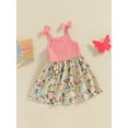 thumbnail image 5 of Lairauiy Baby Girl Summer Dress Casual Sleeveless Bow Strap Floral Print Dress Toddler A-Line Dress,12M-5T, 5 of 9