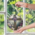 thumbnail image 6 of Easter Cross Spring Florals Suncatcher Stained Glass Style UV Printed Glass Religious Holiday Gift Round, 6 of 8