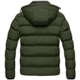 thumbnail image 2 of Chrisuno Mens Puffer Coat Winter Coat Winter Thicken Jacket Warm Double Hooded Quilted Cotton Coat Army Green Large, 2 of 5