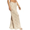 thumbnail image 3 of Womens Crochet Swimsuit Coverup Pants High Waisted Drawstring Sexy Sheer Mesh Knit Wide Leg Beach Pants, 3 of 6