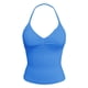 thumbnail image 5 of Camiseta deportiva sin costuras de nailon muy elástico para mujer: diseño sin espalda, copas extraíbles, detalle fruncido en la parte delantera, para yoga y fitness., 5 of 5