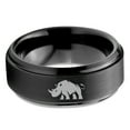 thumbnail image 2 of Tungsten Bulky Rhino Rhinoceros Band Ring 8mm Men Women Comfort Fit Black Step Bevel Edge Brushed Polished, 2 of 4