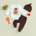 thumbnail image 2 of Okbabeha My First Thanksgiving Outfits Baby Boy Turkey Onesie Long Sleeve Romper+Turkey Pants Hat Newborn Infant Fall Clothes, 2 of 7