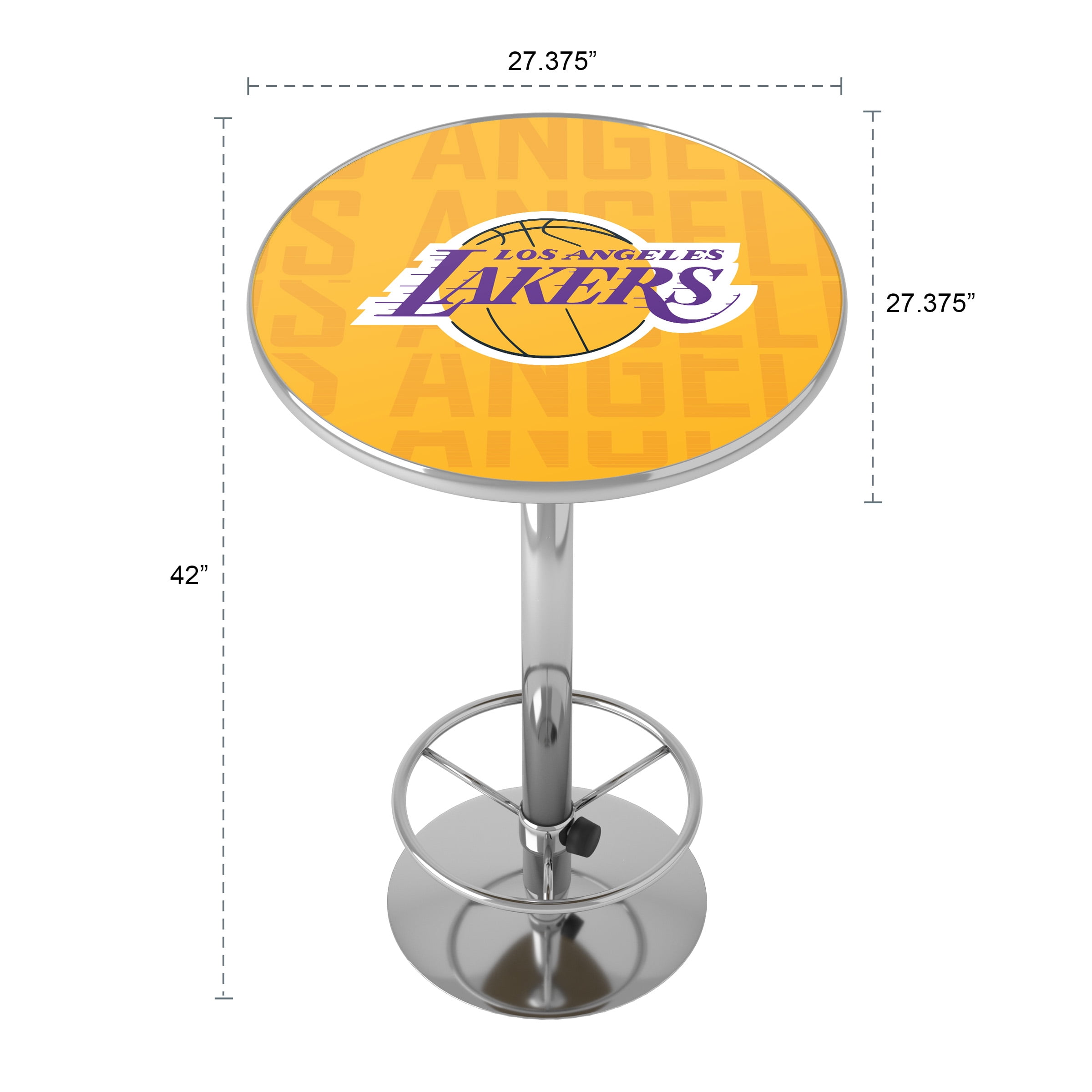 Los Angeles Lakers City Bar Table with Adjustable Footrest and Acrylic Top