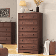 thumbnail image 4 of VVFLU Farmhouse 6 Drawers Dresser for Bedroom, Cherry 52" Tall Dressers Chest of Drawer, Wooden Vertical Dresser for Bedroom Hallway, 4 of 8